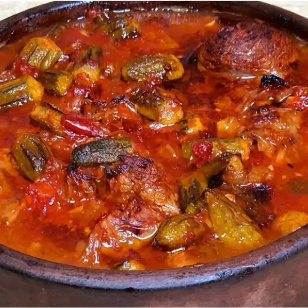 Okra Casserole with Lamb